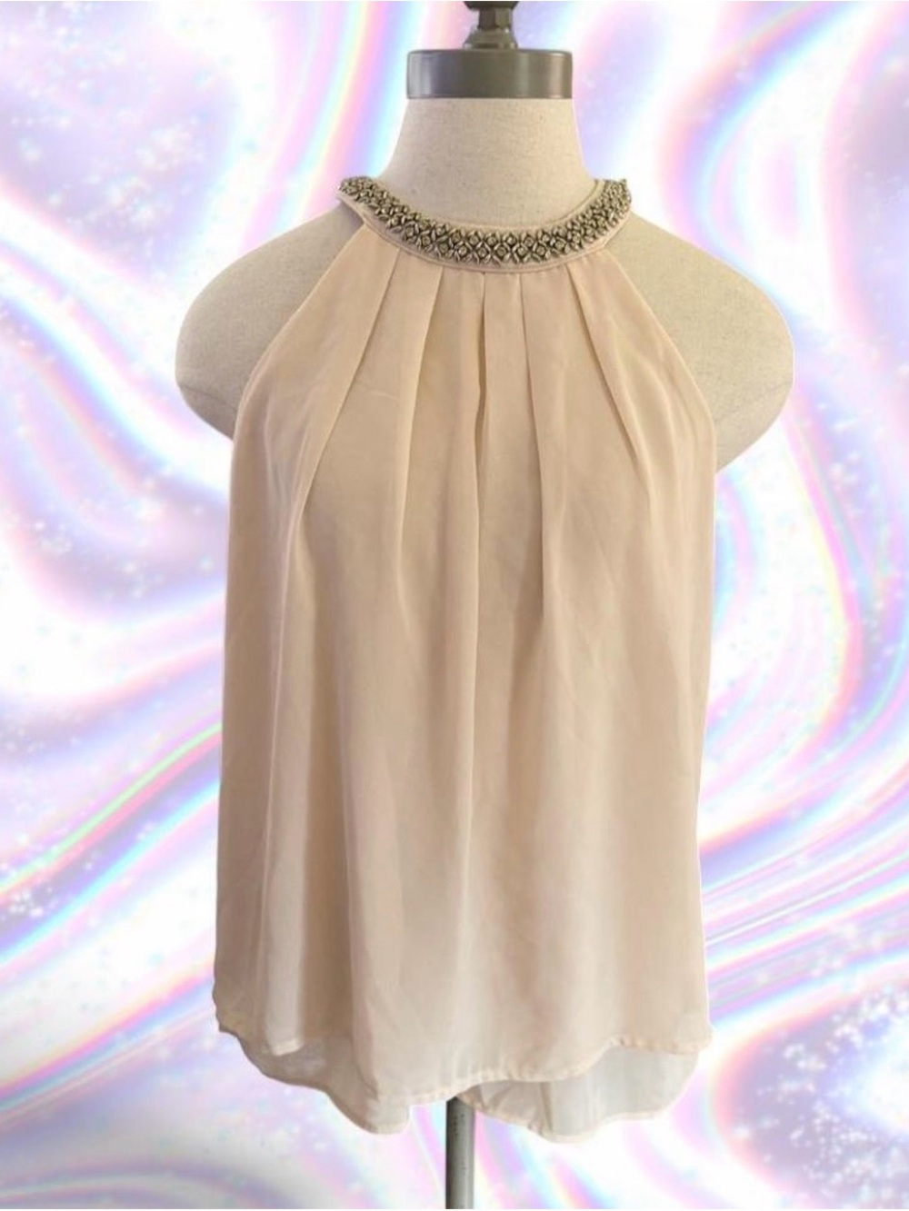Papaya Beaded Halter Camisole - Blush Pink